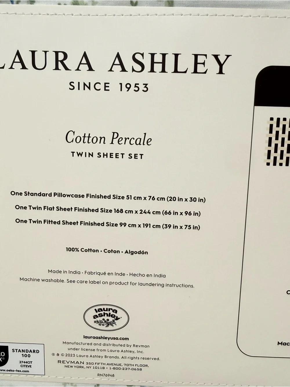 Laura Ashley Twin Size Sheet Set Taylor Blue Floral Cotton Percale NWT